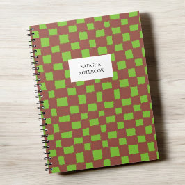 Caderno Espiral Notebook Trendy Green Brown Checkerboard