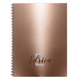 Caderno Espiral Notebook Trendy Rosa Dourado Monograma