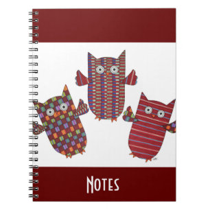 Caderno Espiral Notebook Três Corujas Vermelhas
