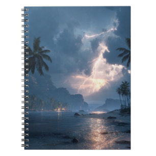 Caderno Espiral Notebook Tropical LightStorm Ocean Night Art