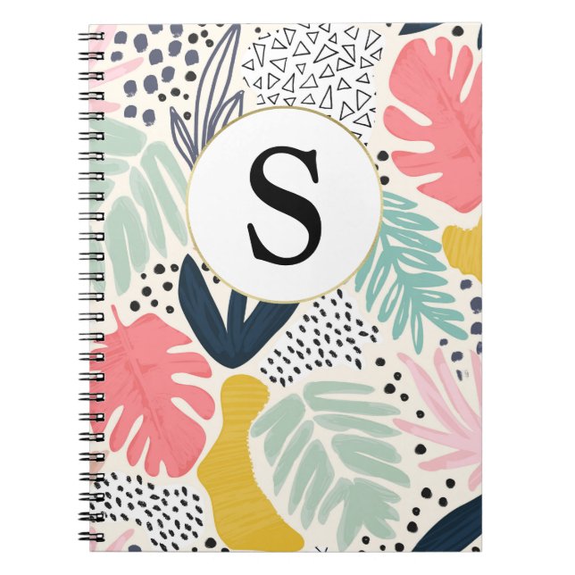Caderno Espiral Notebook Tropical Monograma Personalizado (Frente)