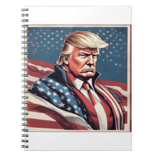 Caderno Espiral Notebook Trump Epic American Flag