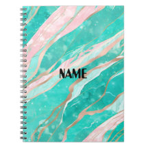 Notebook Turquesa e Rosa Marble