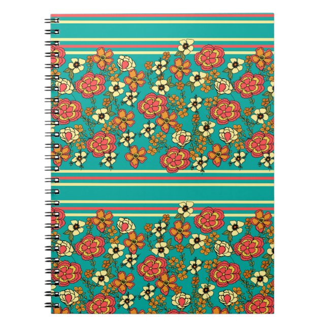 Caderno Espiral Notebook Turquoise Floral Spiral (Frente)