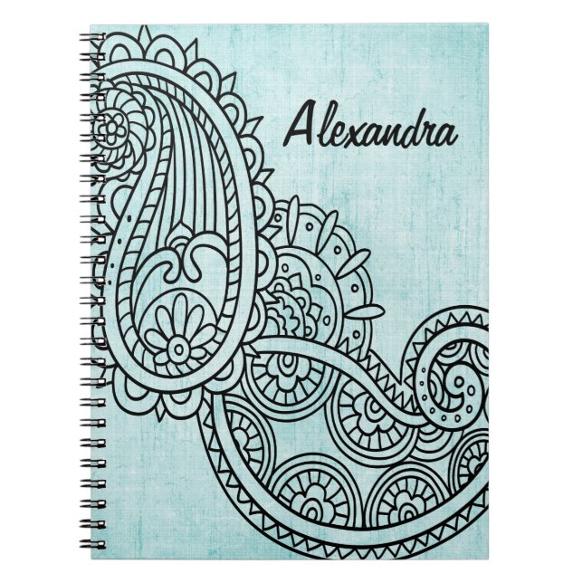 Caderno Espiral Notebook Turquoise Mehndi (Frente)
