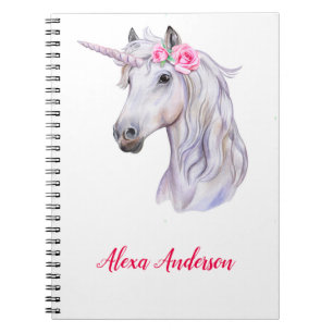 Caderno Espiral Notebook Unicorn Floral Personalizado Bonito