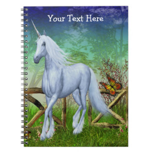 Caderno Espiral Notebook Unicorn Pasture Gate Fantasy Horse