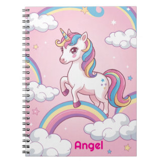 Caderno Espiral Notebook Unicórnio Personalizado - Arco-Íris Magic