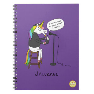 Caderno Espiral Notebook Universe Unicorn Lendo Poesia Engraçado