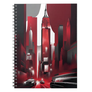 Caderno Espiral Notebook urbano - paisagem urbana moderna em verme