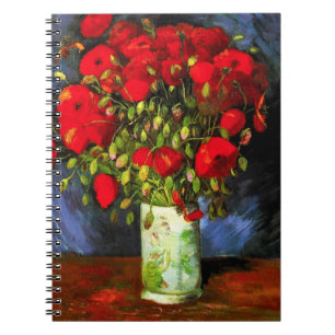 Caderno Espiral Notebook Van Gogh Vase com Papa Vermelho
