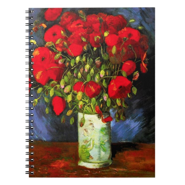 Caderno Espiral Notebook Van Gogh Vase com Poppies Vermelhos (Frente)