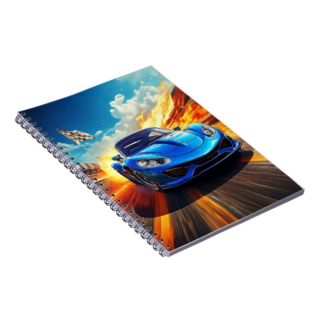 Caderno Espiral Notebook - Veículo desportivo azul (Lado Direito)