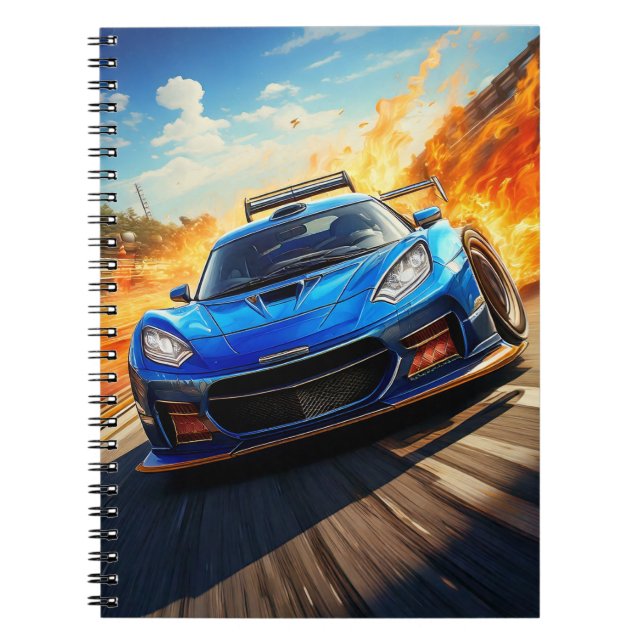 Caderno Espiral Notebook - Veículo desportivo azul (Frente)