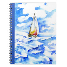 Notebook - veleiro na Waves Watercolor