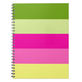 Caderno Espiral Notebook verde e cor-de-rosa com faixa de cores
