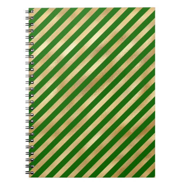 Caderno Espiral Notebook verde e Dourado de faixa festiva (Frente)