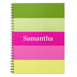 Caderno Espiral Notebook verde e riscado a rosa monograma