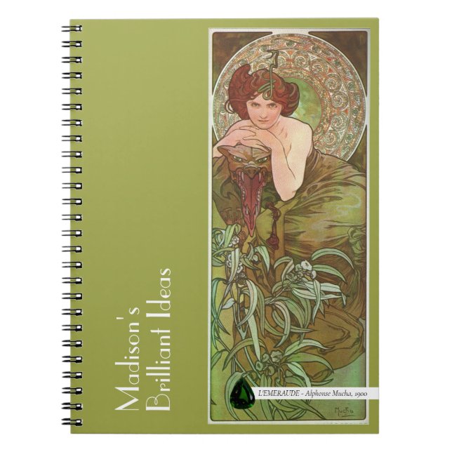 Caderno Espiral Notebook Verde Esmeralda de Mucha Precioso (Frente)