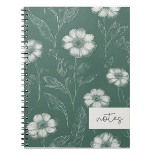 Caderno Espiral Notebook Verde Floral