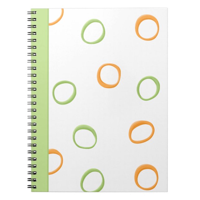 Caderno Espiral Notebook verde laranja com círculos retrorreflecto (Frente)