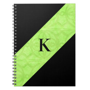 Caderno Espiral Notebook verde limão Batik Preto Monograma