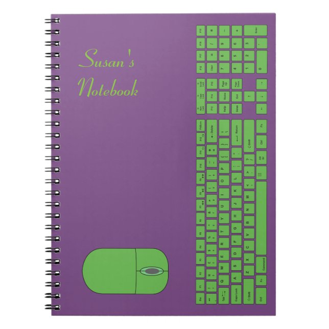 Caderno Espiral Notebook verde para teclado e mouse (Frente)