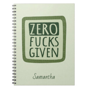 Caderno Espiral Notebook verde zero F*s dado à espiral
