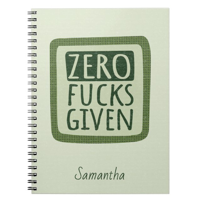Caderno Espiral Notebook verde zero F*s dado à espiral (Frente)
