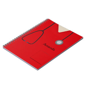 Caderno Espiral Notebook Vermelho com Escrutínio Médico