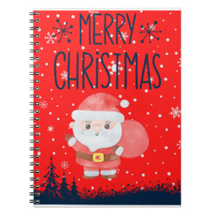 Caderno Espiral Notebook Vermelho de Papais noeis Bonitos