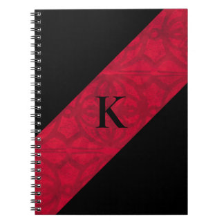 Caderno Espiral Notebook vermelho escarlate preto monograma