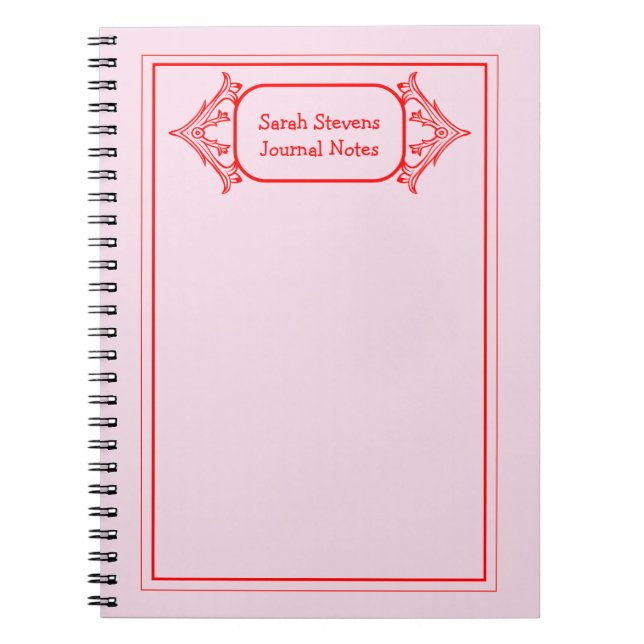 Caderno Espiral Notebook vermelho ornamental (Frente)