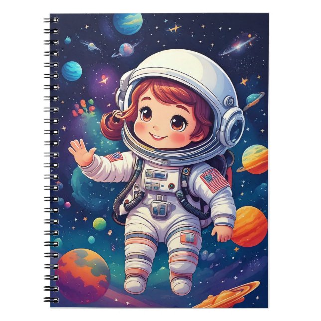 Caderno Espiral Notebook - viagem de espaço (Frente)