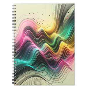Caderno Espiral Notebook Vibrant Abstrato Wave Art