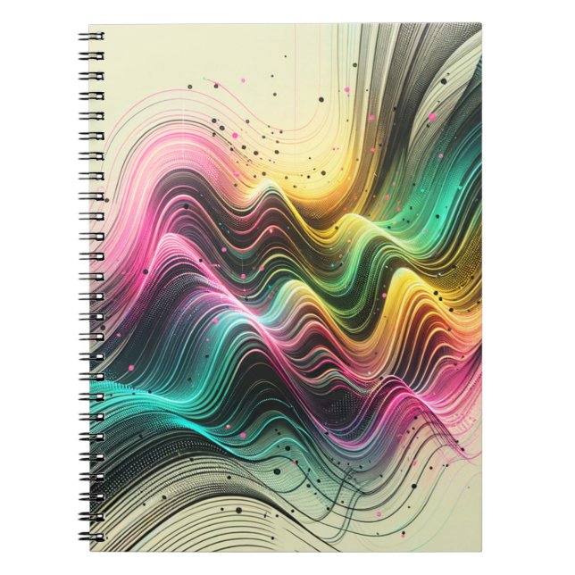 Caderno Espiral Notebook Vibrant Abstrato Wave Art (Frente)