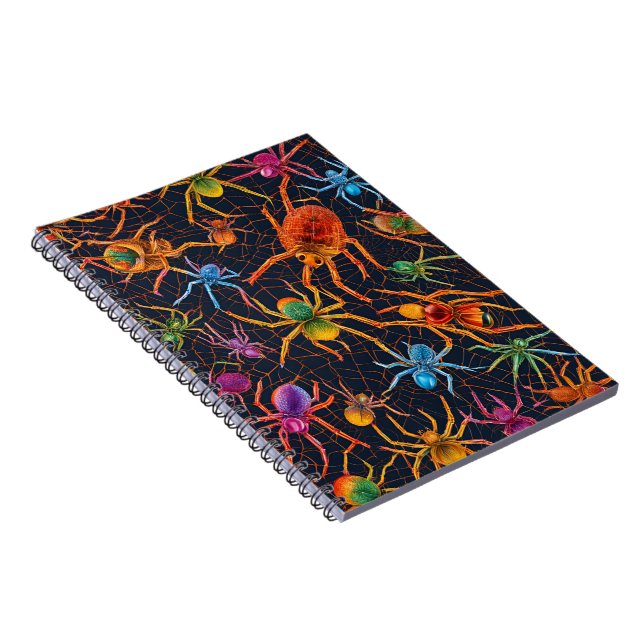 Caderno Espiral Notebook Vibrant Spider Web - Design colorido (Lado Direito)