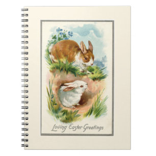 Caderno Espiral Notebook Vintage Bunnies Loving Páscoa Saudações