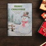 Caderno Espiral Notebook Vintage/Christmas/Watercolor Cute Snowman<br><div class="desc">Notebook de fotos espiral</div>