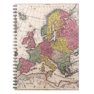 Caderno Espiral Notebook Vintage Europe em tons de Pastel