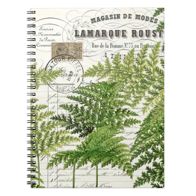 Caderno Espiral Notebook Vintage French Ferns Spiral Diário (Frente)