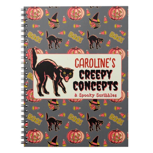 Caderno Espiral notebook Vintage Halloween (Frente)
