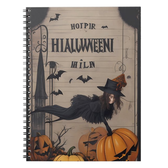 Caderno Espiral notebook vintage halloween (Frente)