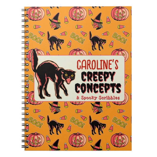 Caderno Espiral notebook Vintage Halloween (Frente)