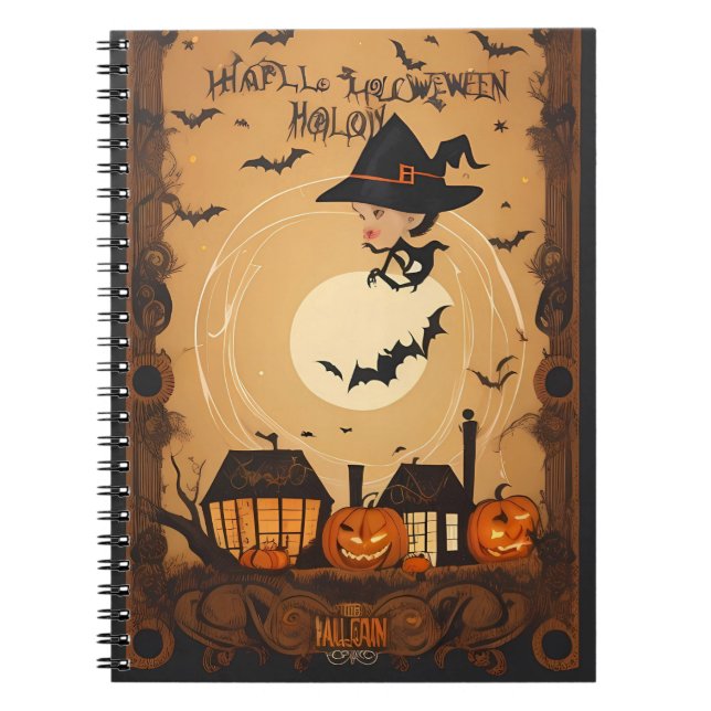 Caderno Espiral notebook vintage halloween (Frente)