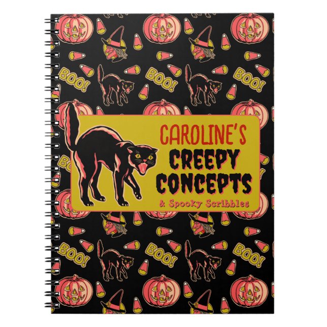 Caderno Espiral notebook Vintage Halloween (Frente)