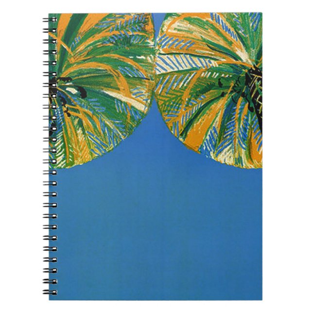 Caderno Espiral Notebook Vintage Palm Trees Cote D'Azur (Frente)