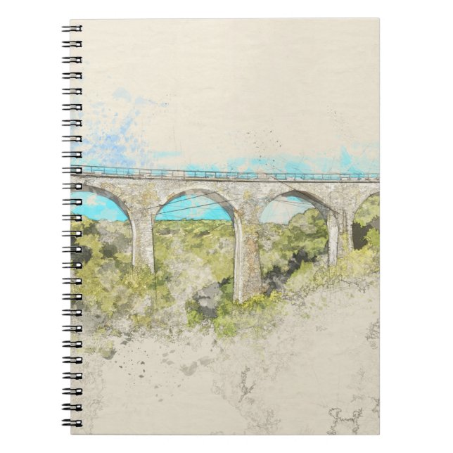 Caderno Espiral Notebook Vintage Railroad Arch Bridge (Frente)