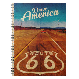 Caderno Espiral Notebook Vintage Route 66 Photo