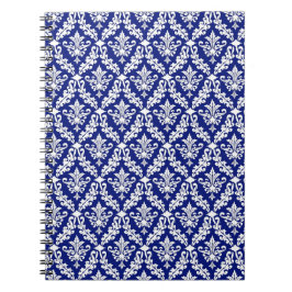 Caderno Espiral Notebook Vintage Royal Blue Damask